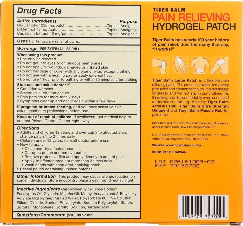 image:imageTiger Balm Pain Relieving Patch Large 4 Count