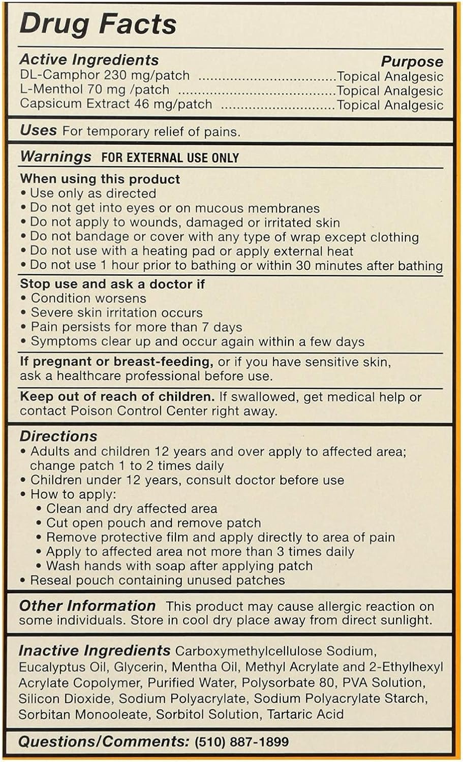 image:imageTiger Balm Pain Relieving Patch Large 4 Count Pack of 6