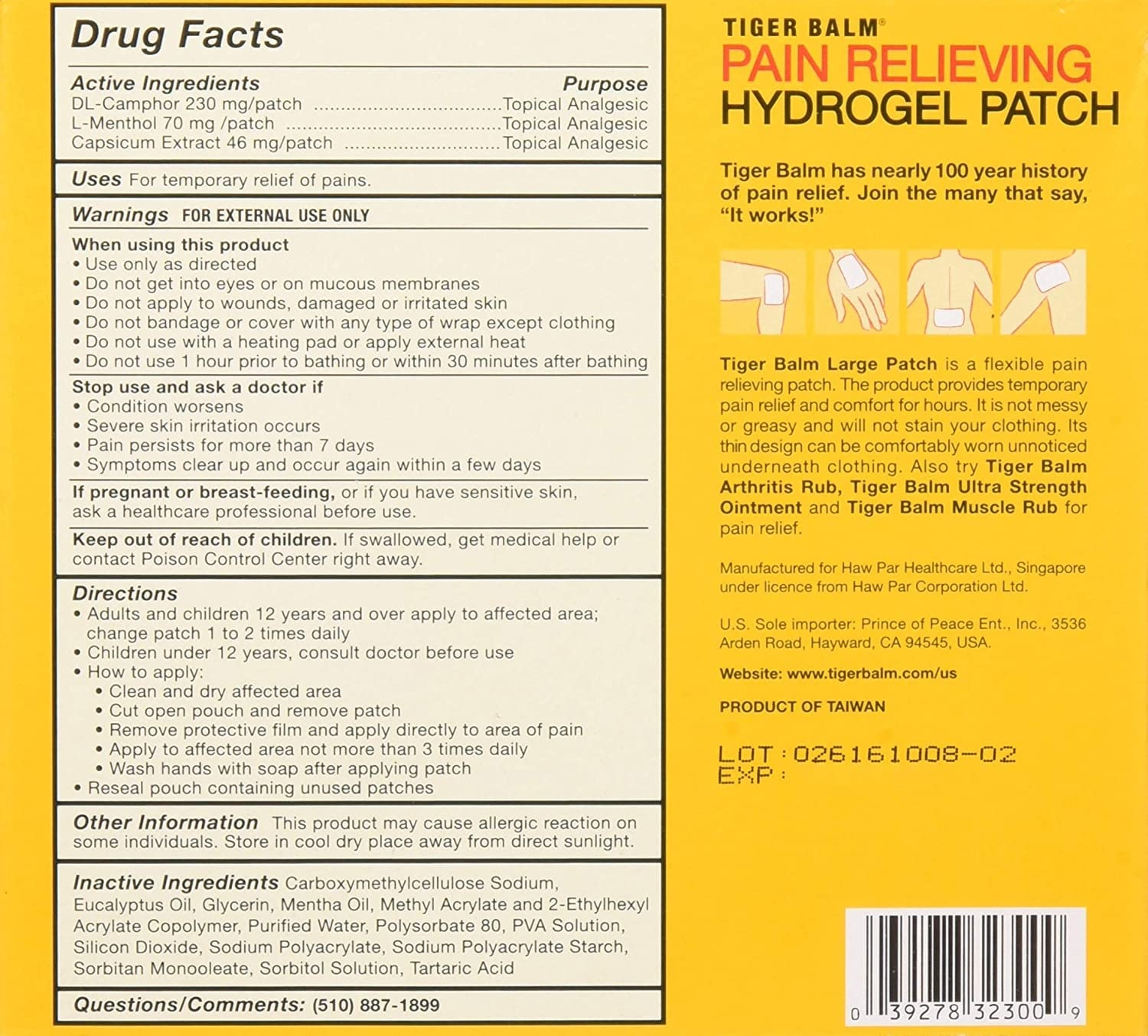 image:imageTiger Balm Pain Relieving Patch Large 4 Each 4 Count Pack of 34 Count Pack of 2