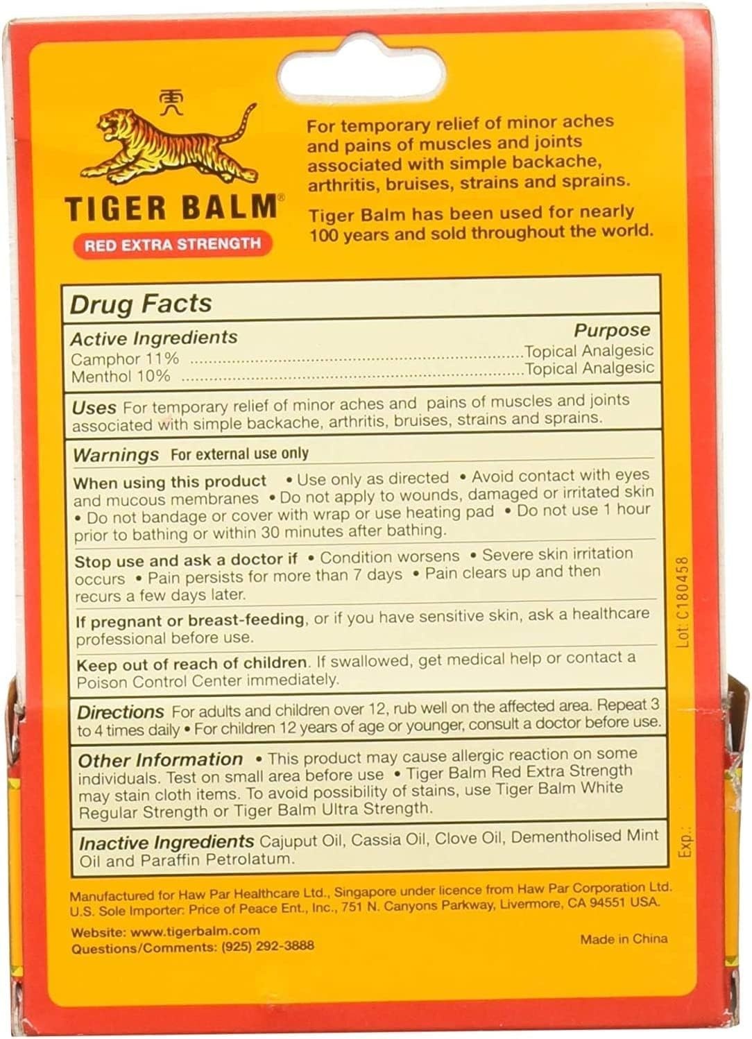 image:imageTiger Balm Pain Relieving Red Extra Strength 18g Relief for Sore Muscles Extra Strength Sports Rub Tiger Balm Extra Strength Tiger Balm OintmentPack of 2